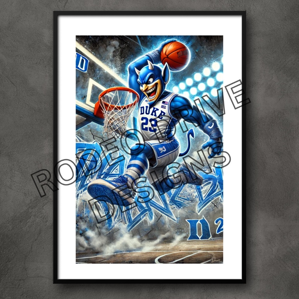 DUKE BLUE DEVILS 11X17 POSTER NCAA MARCH MADNESS DUKE PRINT-RODEO DRIVE DESIGNS